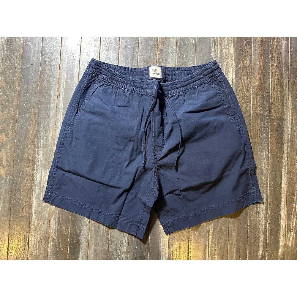 Huckberry Canoe Short 7" Navy Blue Mens Large Elastic Waist Cotton Short